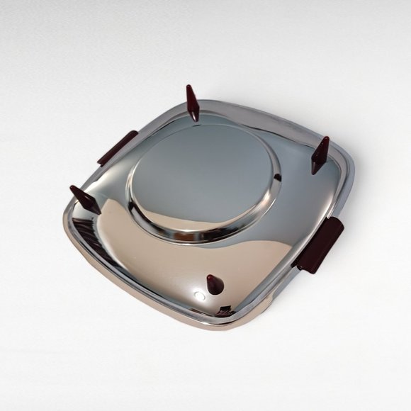 MCM Glo Hill Gourmates Vintage Chrome Bakelite Footed Chrome Serving Tray - Picture 3 of 5